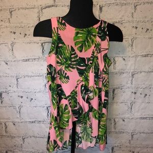 all for color sleeveless tropical blouse!